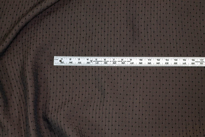Bistre Brown Crushed Brocade with Embroidered Metallic Polka Dots - Prime Fabrics