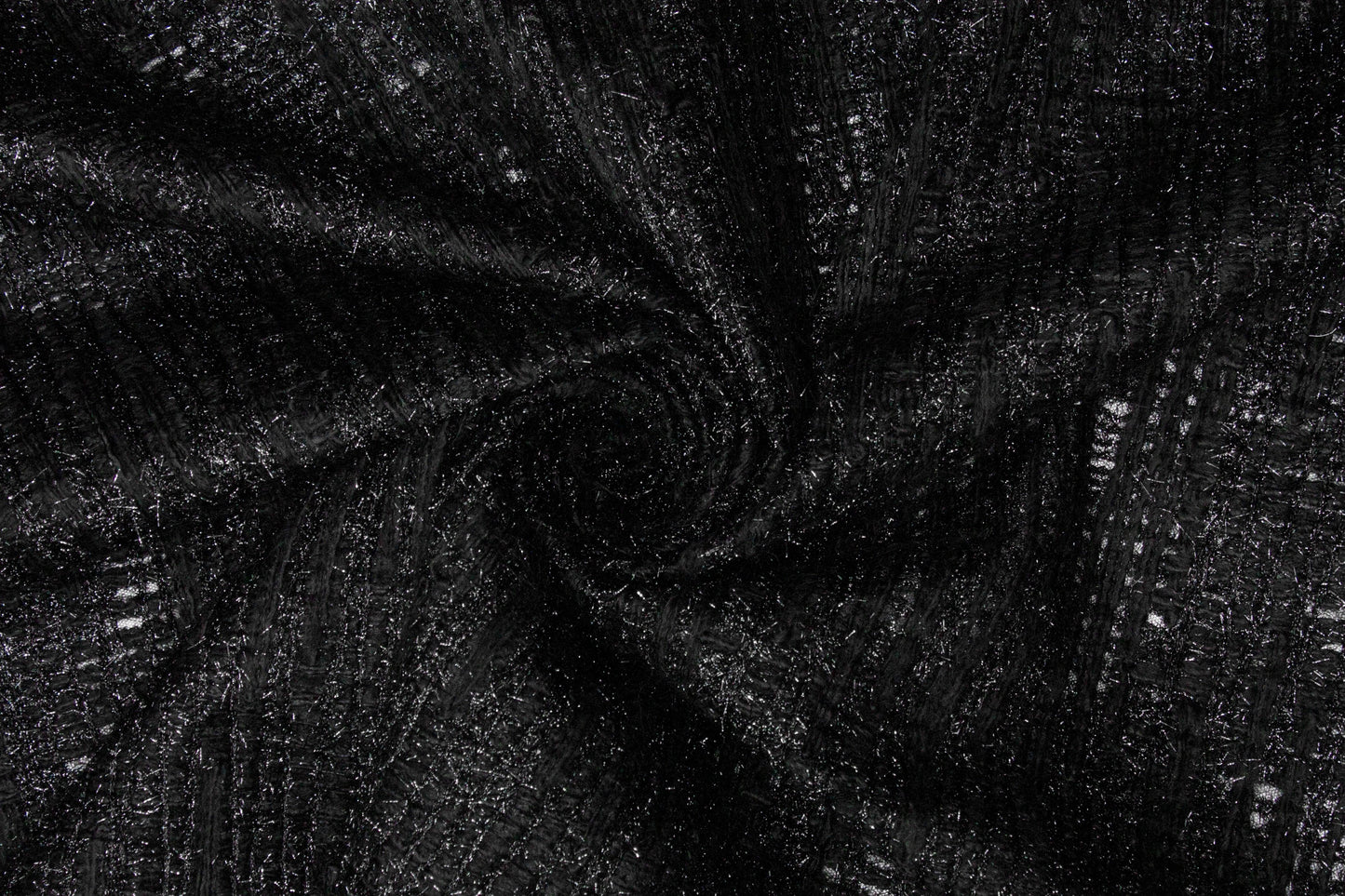 Metallic Black Embroidered Mesh - Made in Italy - Prime Fabrics