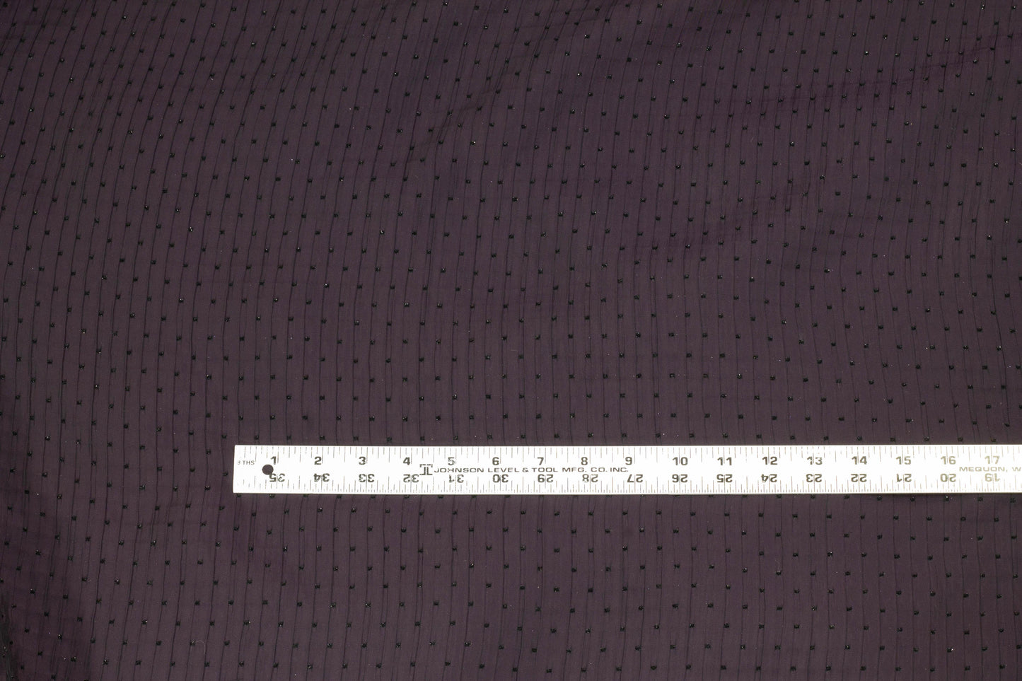 Dark Purple Crushed Brocade with Embroidered Metallic Polka Dots - Prime Fabrics