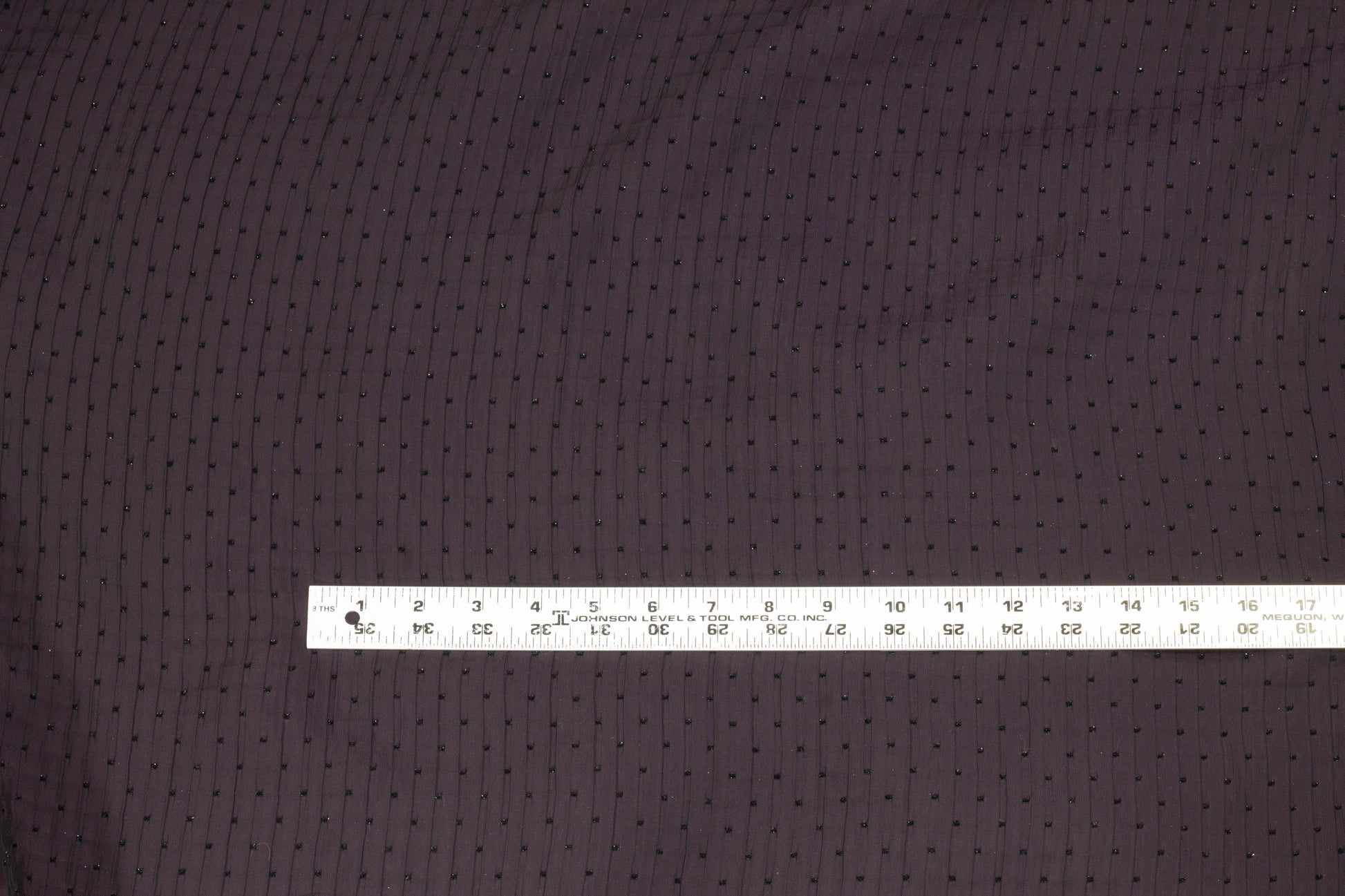 Dark Purple Crushed Brocade with Embroidered Metallic Polka Dots - Prime Fabrics