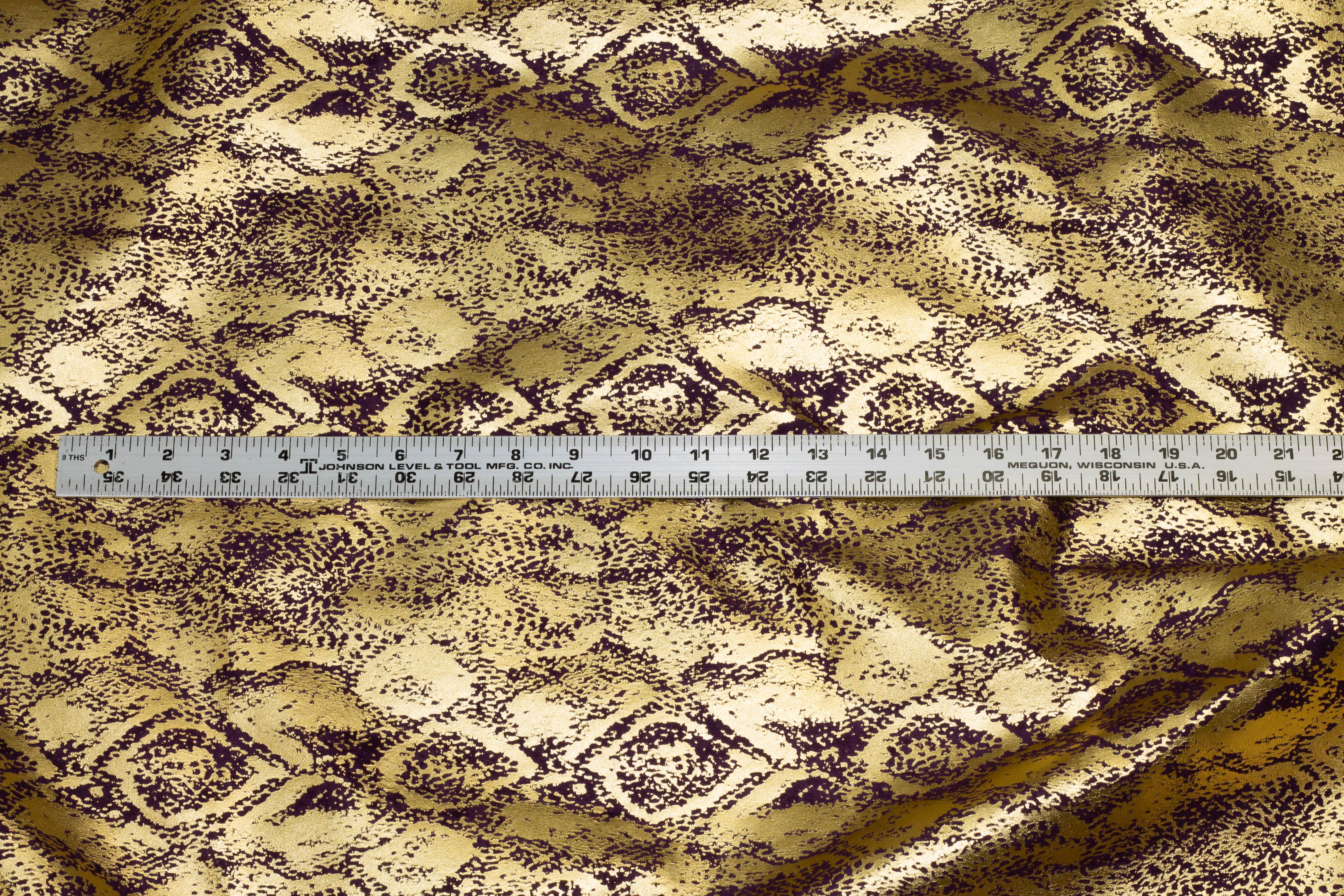 Purple and Metallic Gold Jacquard - Prime Fabrics
