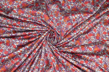 Red, Orange and Purple Floral Lightweight Italian Cotton - Prime Fabrics