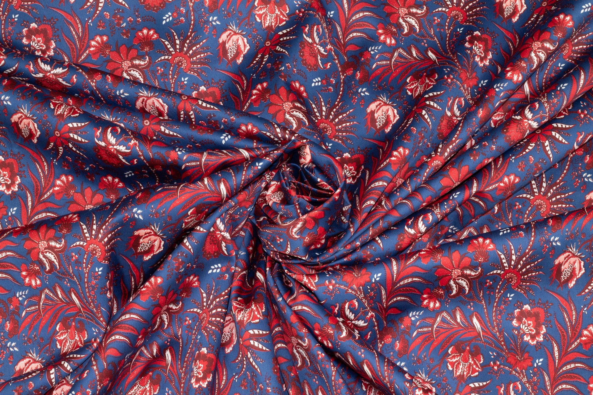 Red and Navy Floral Italian Cotton - Prime Fabrics