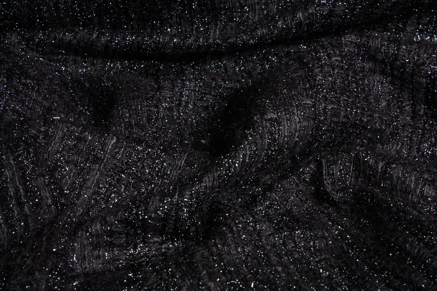 Metallic Black Embroidered Mesh - Made in Italy - Prime Fabrics