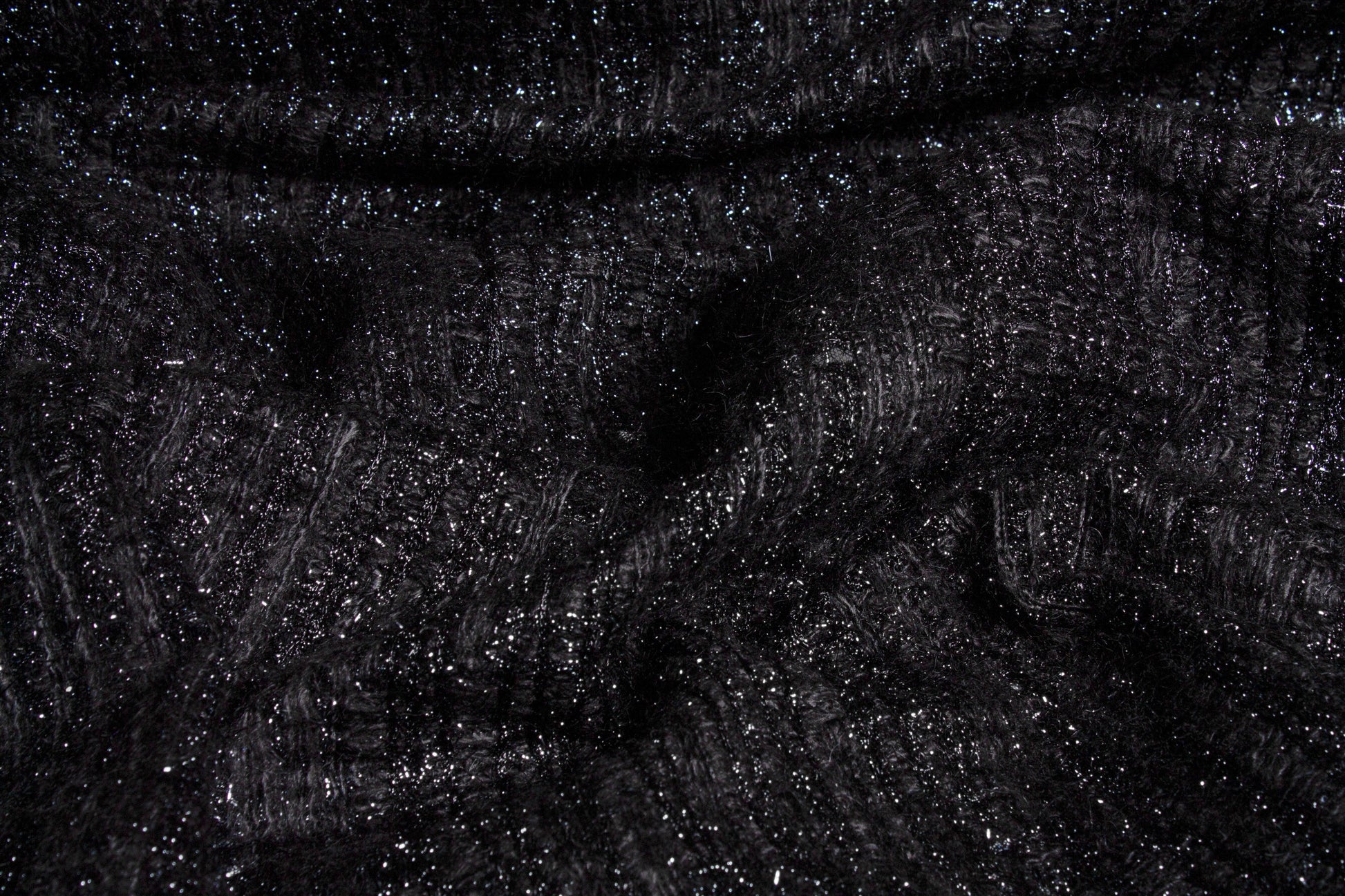 Metallic Black Embroidered Mesh - Made in Italy - Prime Fabrics