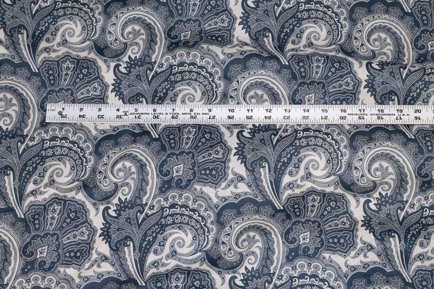 Off White and Navy Paisley Italian Cotton Voile - Prime Fabrics