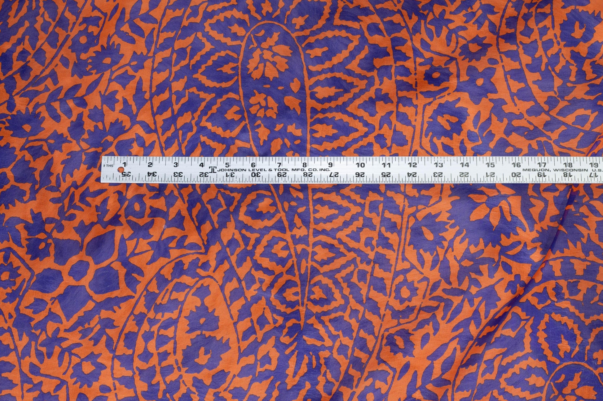 Orange and Royal Blue Floral and Paisley Italian Cotton Voile - Prime Fabrics