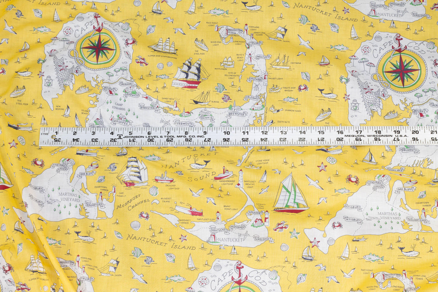 Yellow and White Map Design Italian Cotton Voile - Prime Fabrics