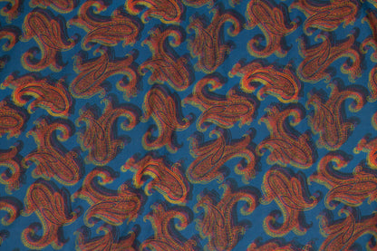 Blue and Orange Paisley Italian Cotton - Prime Fabrics