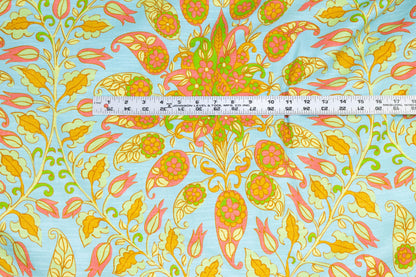 Tropical Floral Italian Textured Cotton - Prime Fabrics