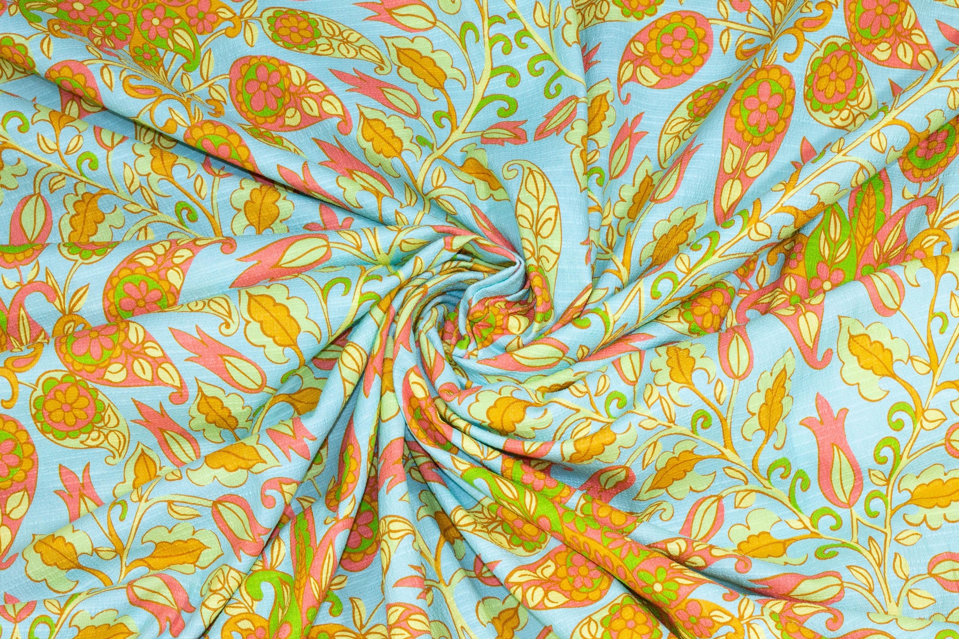 Tropical Floral Italian Textured Cotton - Prime Fabrics