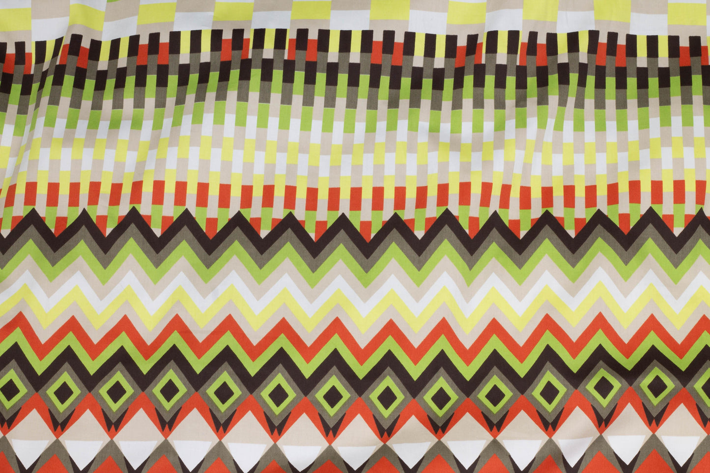 Multicolor Geometric Italian Cotton - Lime, Gray, Orange, Yellow - Prime Fabrics