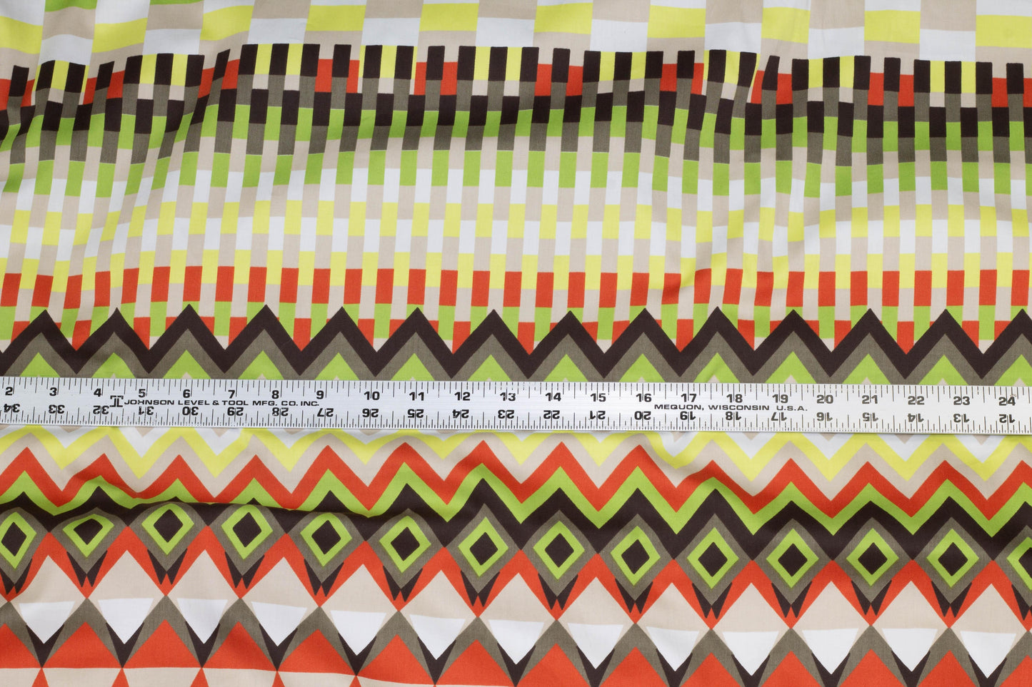 Multicolor Geometric Italian Cotton - Lime, Gray, Orange, Yellow - Prime Fabrics
