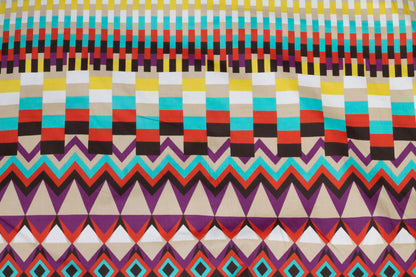 Multicolor Geometric Italian Cotton - Turquoise, Yellow, Purple, Taupe, Red - Prime Fabrics