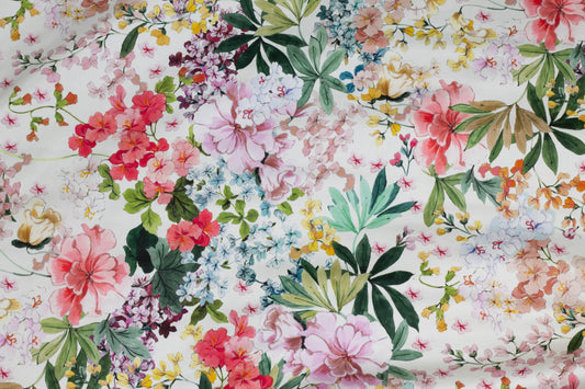Multicolor Floral Italian Stretch Cotton Sateen - Prime Fabrics