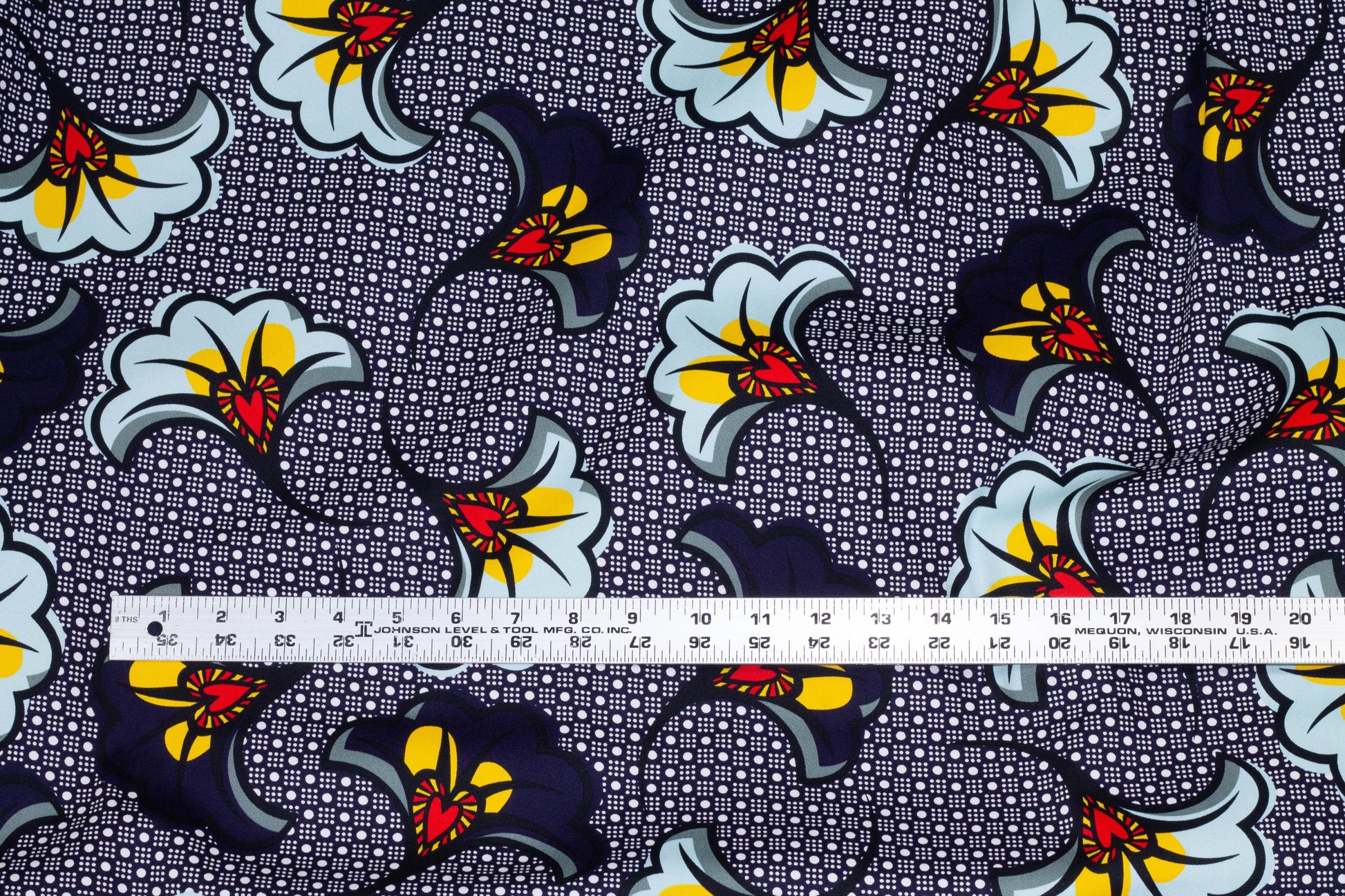 Navy Blue Floral Italian Stretch Cotton Sateen - Prime Fabrics