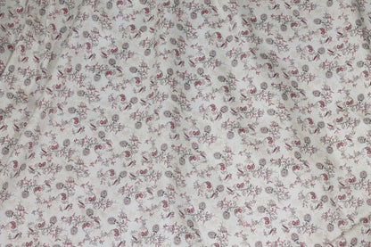 Off White and Raspberry Red Floral Italian Cotton - Prime Fabrics