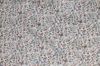 Multicolor Floral Italian Cotton - Red, Blue, Green, Off White - Prime Fabrics