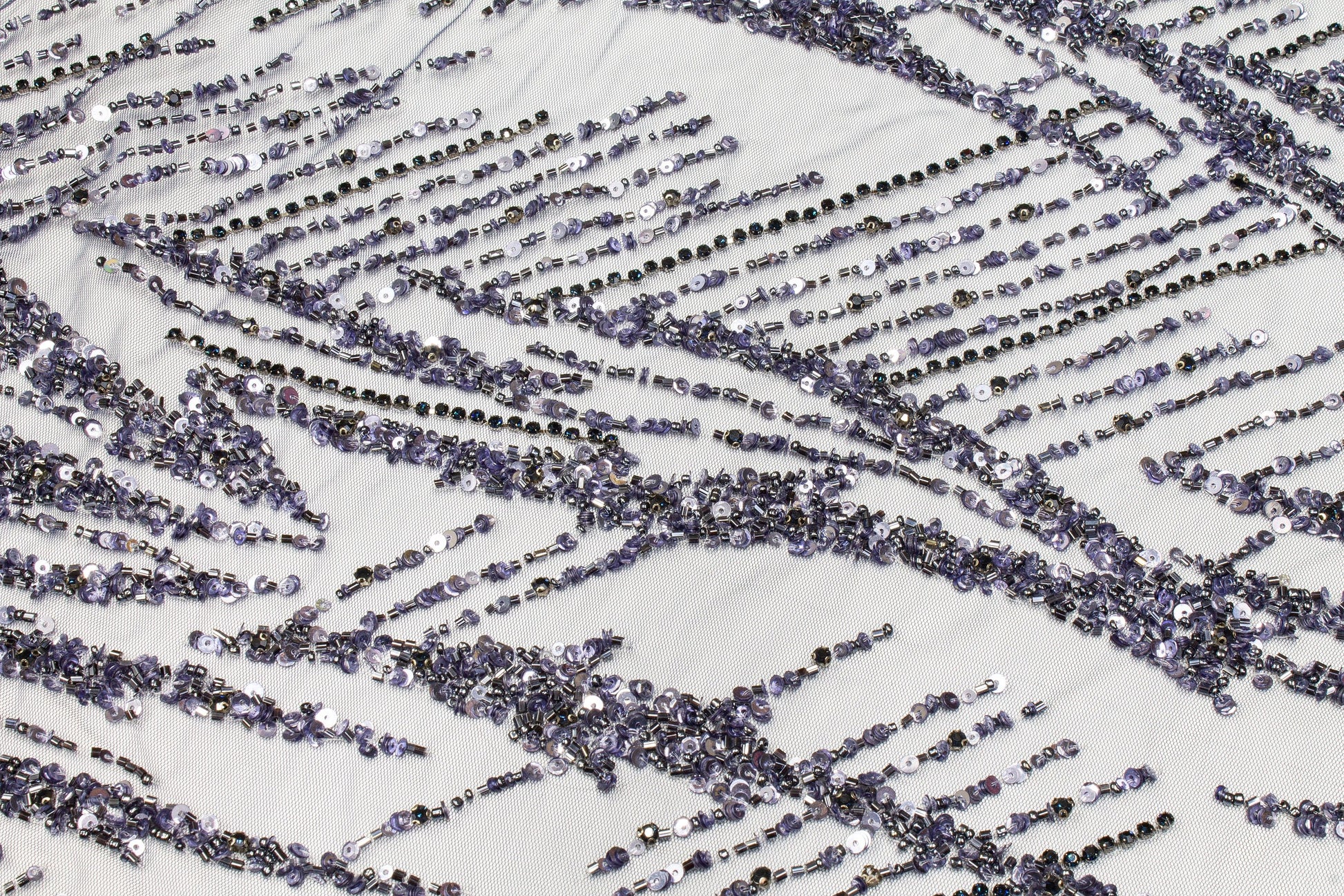 Hand Beaded and Sequins Mesh - Navy - Prime Fabrics