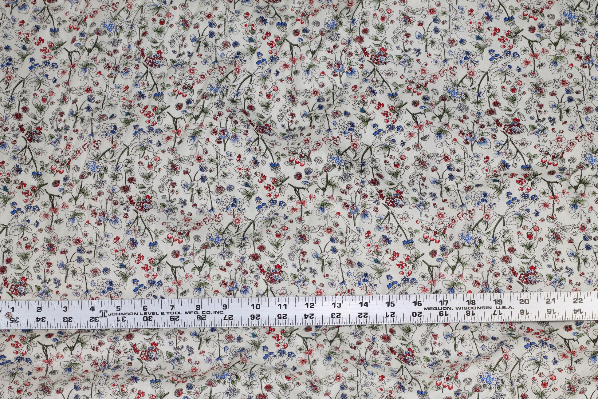 Multicolor Floral Italian Cotton - Red, Blue, Green, Off White - Prime Fabrics