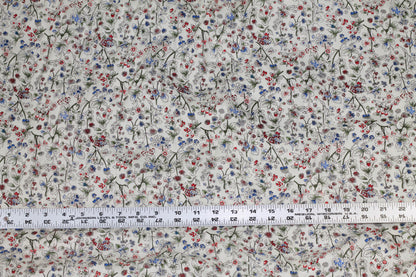 Multicolor Floral Italian Cotton - Red, Blue, Green, Off White - Prime Fabrics