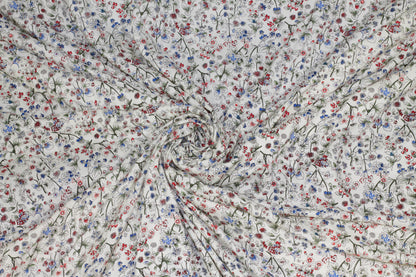 Multicolor Floral Italian Cotton - Red, Blue, Green, Off White - Prime Fabrics
