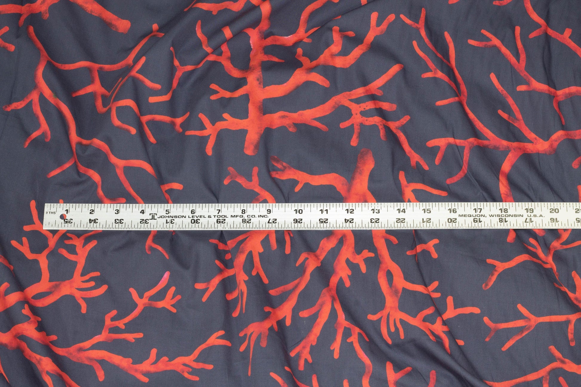 Blue Gray and Red Branch Italian Cotton - Prime Fabrics