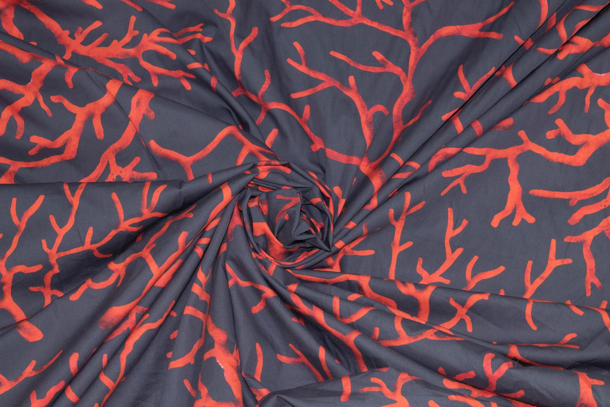 Blue Gray and Red Branch Italian Cotton - Prime Fabrics