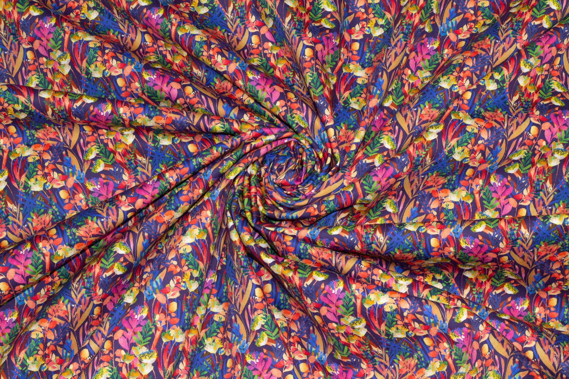 Multicolor Floral Italian Stretch Cotton Sateen - Prime Fabrics