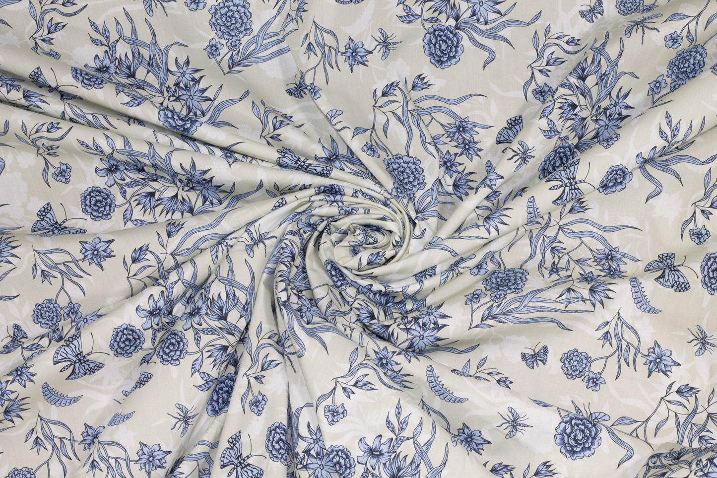 Blue Floral French Cotton - Prime Fabrics