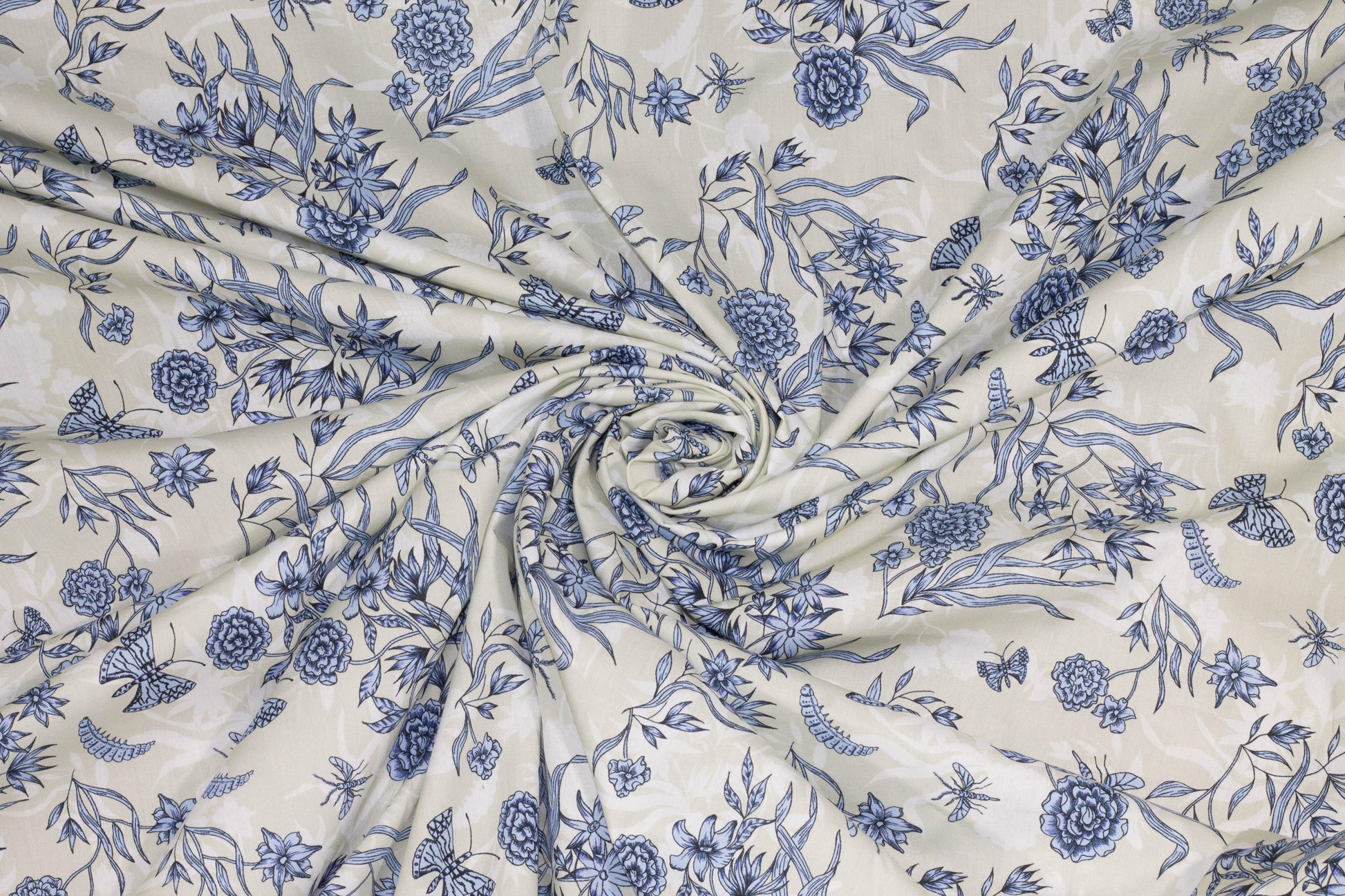 Blue Floral French Cotton - Prime Fabrics