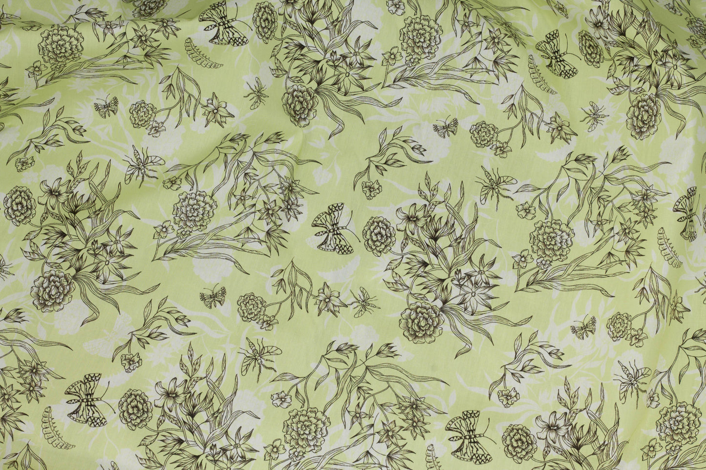 Light Green Floral French Cotton - Prime Fabrics
