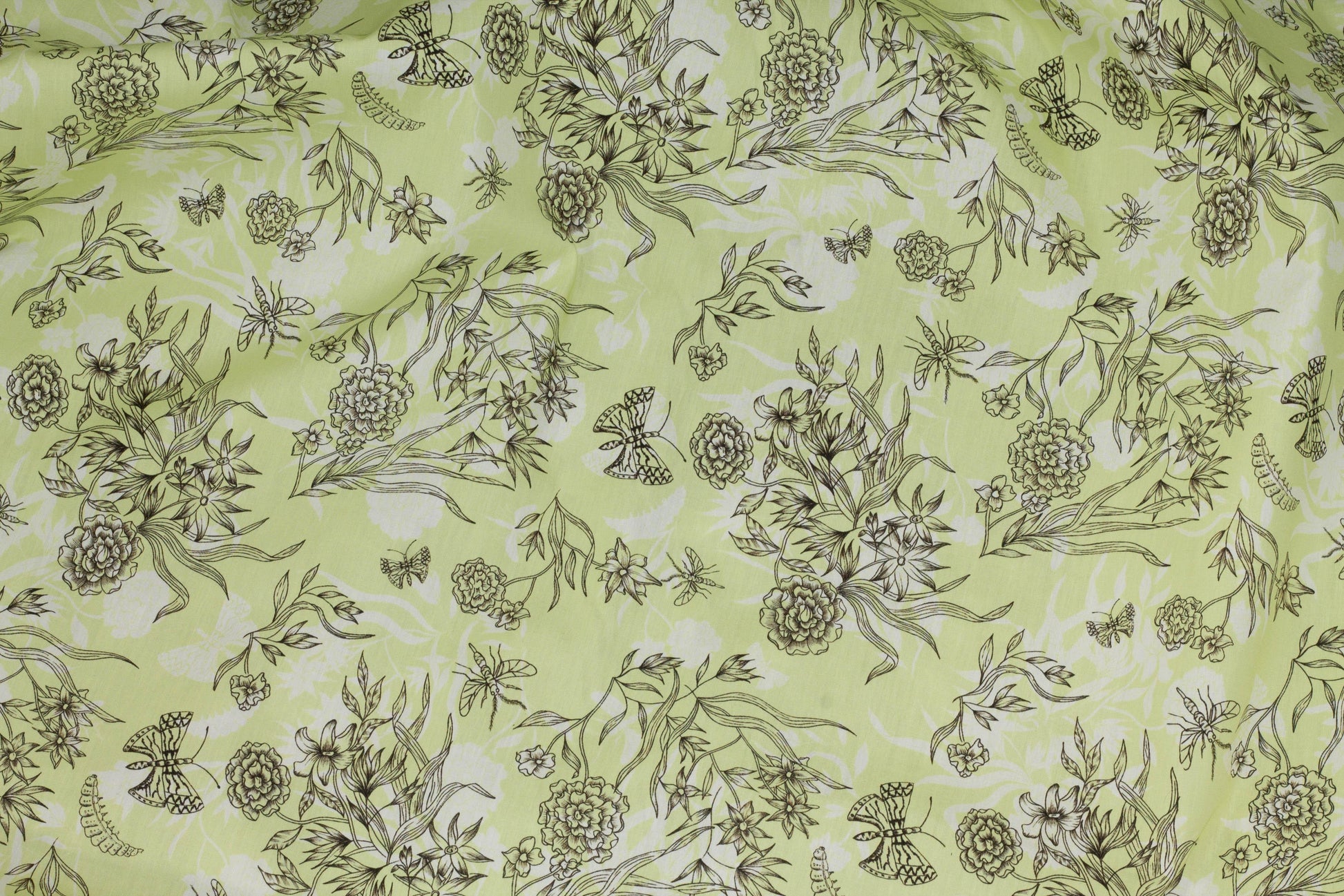 Light Green Floral French Cotton - Prime Fabrics