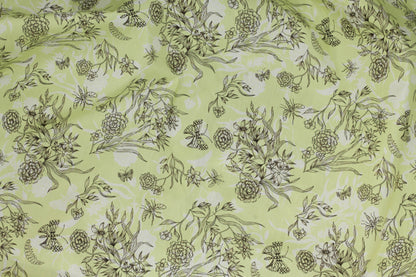 Light Green Floral French Cotton - Prime Fabrics