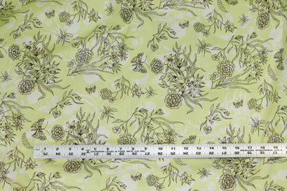 Light Green Floral French Cotton - Prime Fabrics