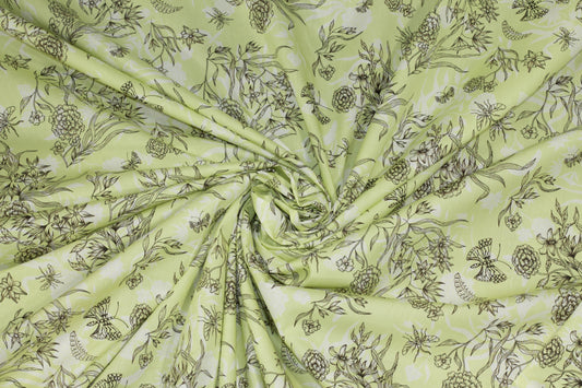 Light Green Floral French Cotton - Prime Fabrics