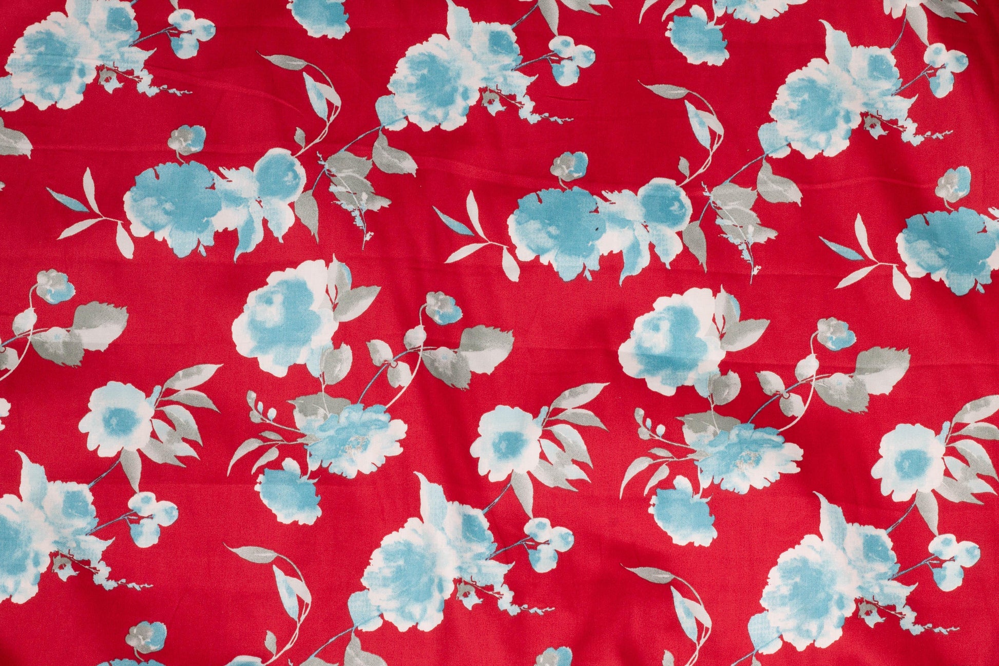 Red and Blue Floral Italian Cotton - Prime Fabrics