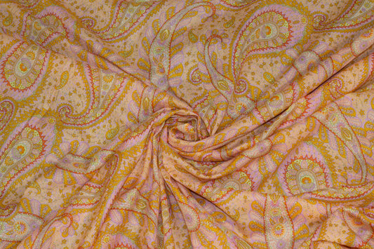 Peach Paisley Lightweight Italian Cotton - Prime Fabrics