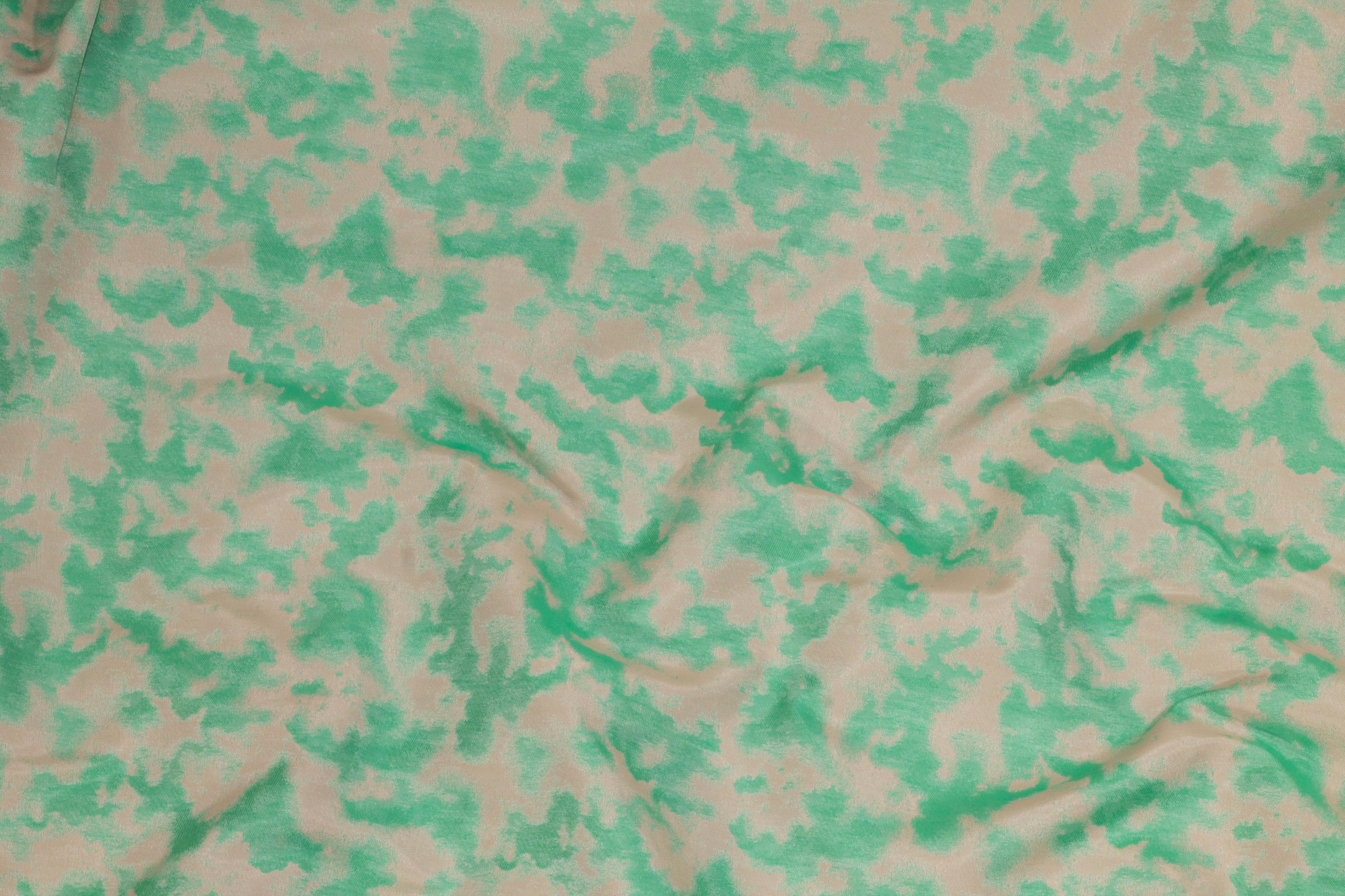 Green and Off White French Heavy Cotton - Prime Fabrics