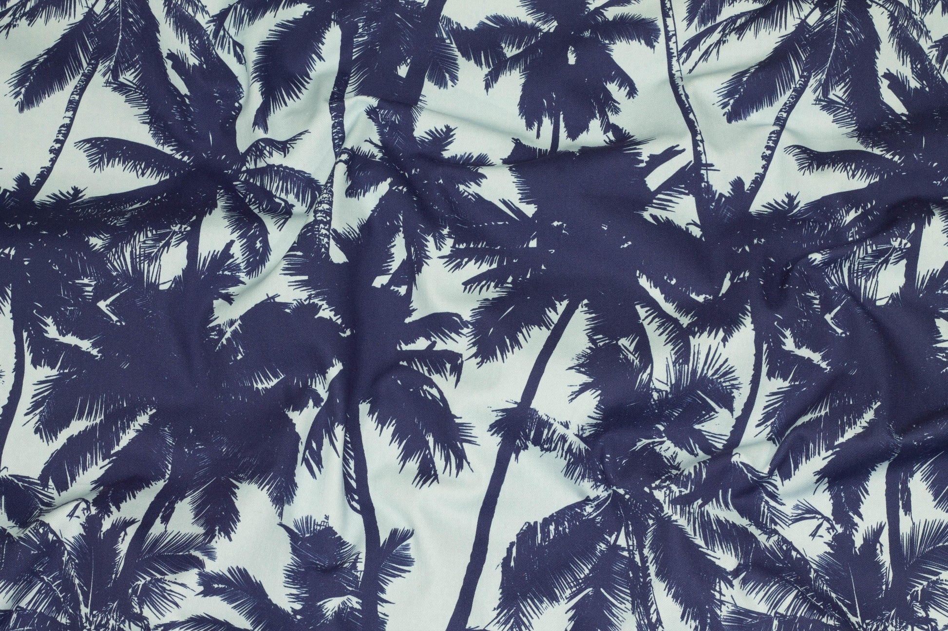 Blue Palm Tree Cotton - Prime Fabrics