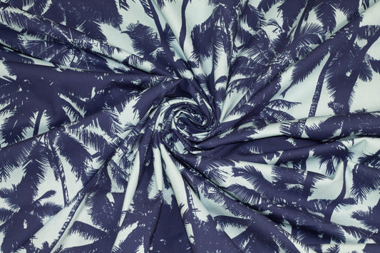 Blue Palm Tree Cotton - Prime Fabrics