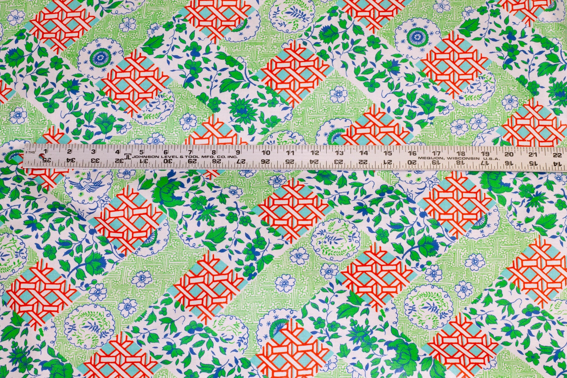 Green and Blue Floral Cotton - Prime Fabrics