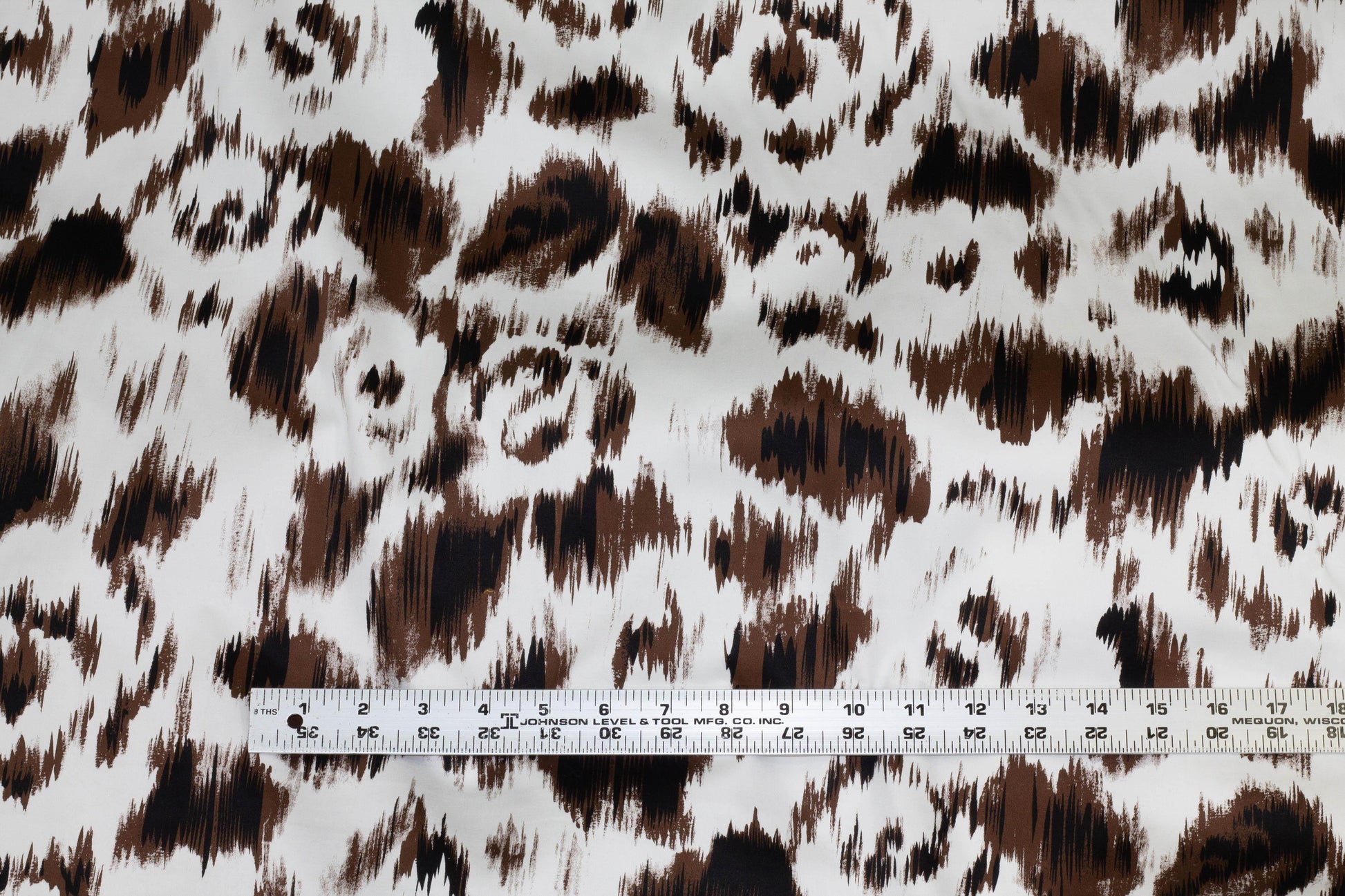 Brown, Black and White Abstract Stretch Cotton Sateen - Prime Fabrics