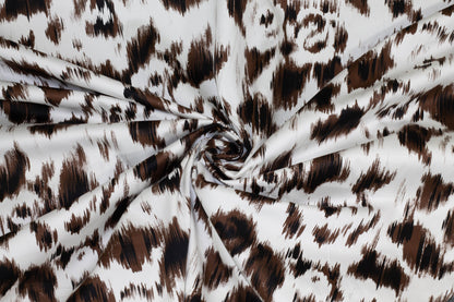 Brown, Black and White Abstract Stretch Cotton Sateen - Prime Fabrics