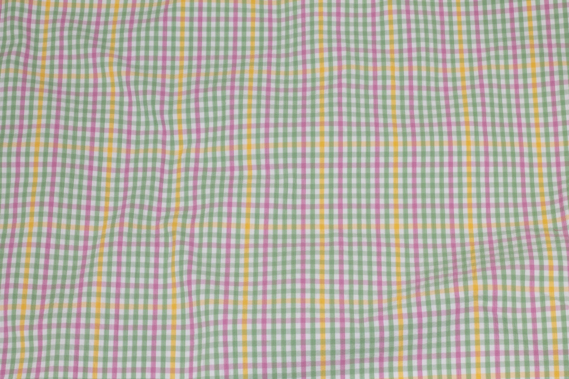 Multicolor Gingham Check Textured Stretch Cotton - Prime Fabrics