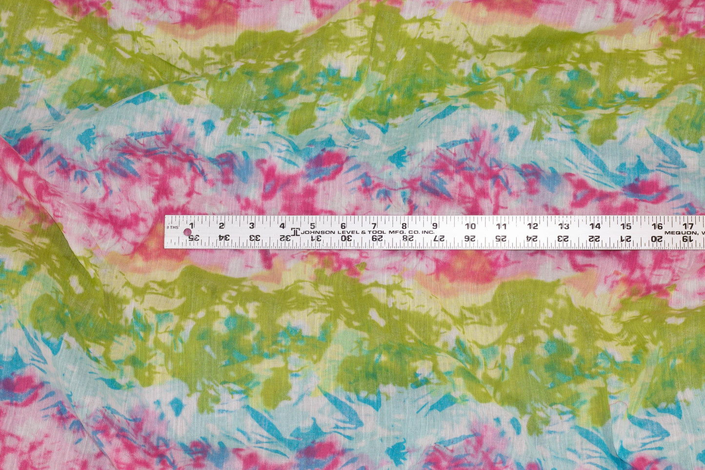 Blue, Pink, and Green Tie-Dye Crushed Cotton - Prime Fabrics