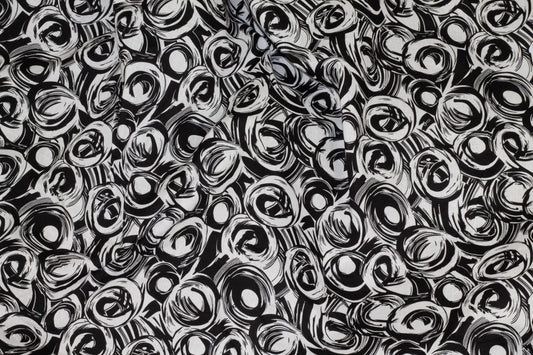 Black and White Abstract Cotton Voile - Prime Fabrics