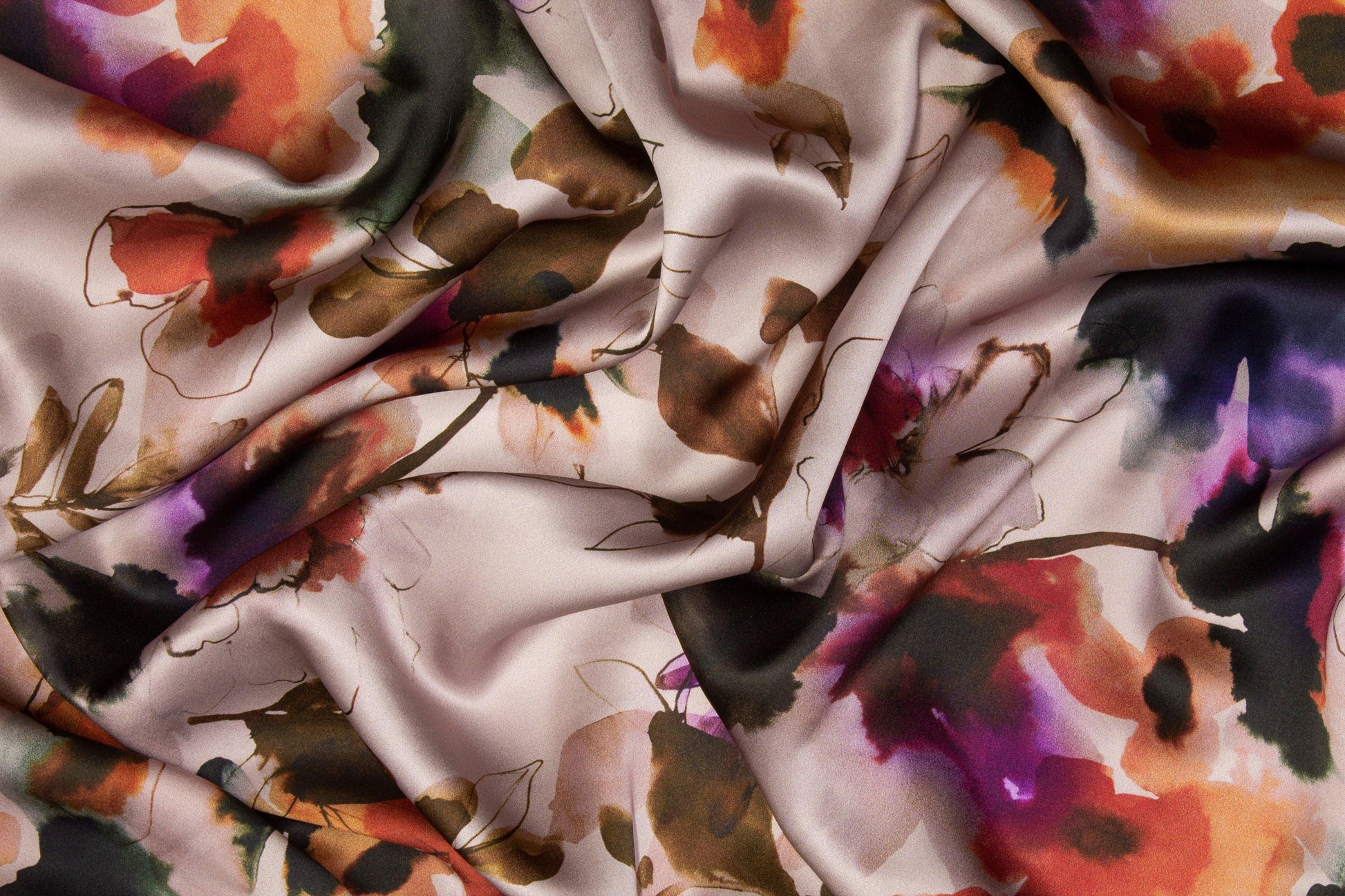 Watercolor Floral Tie-Dye Italian Silk Charmeuse - Multicolor - Prime Fabrics