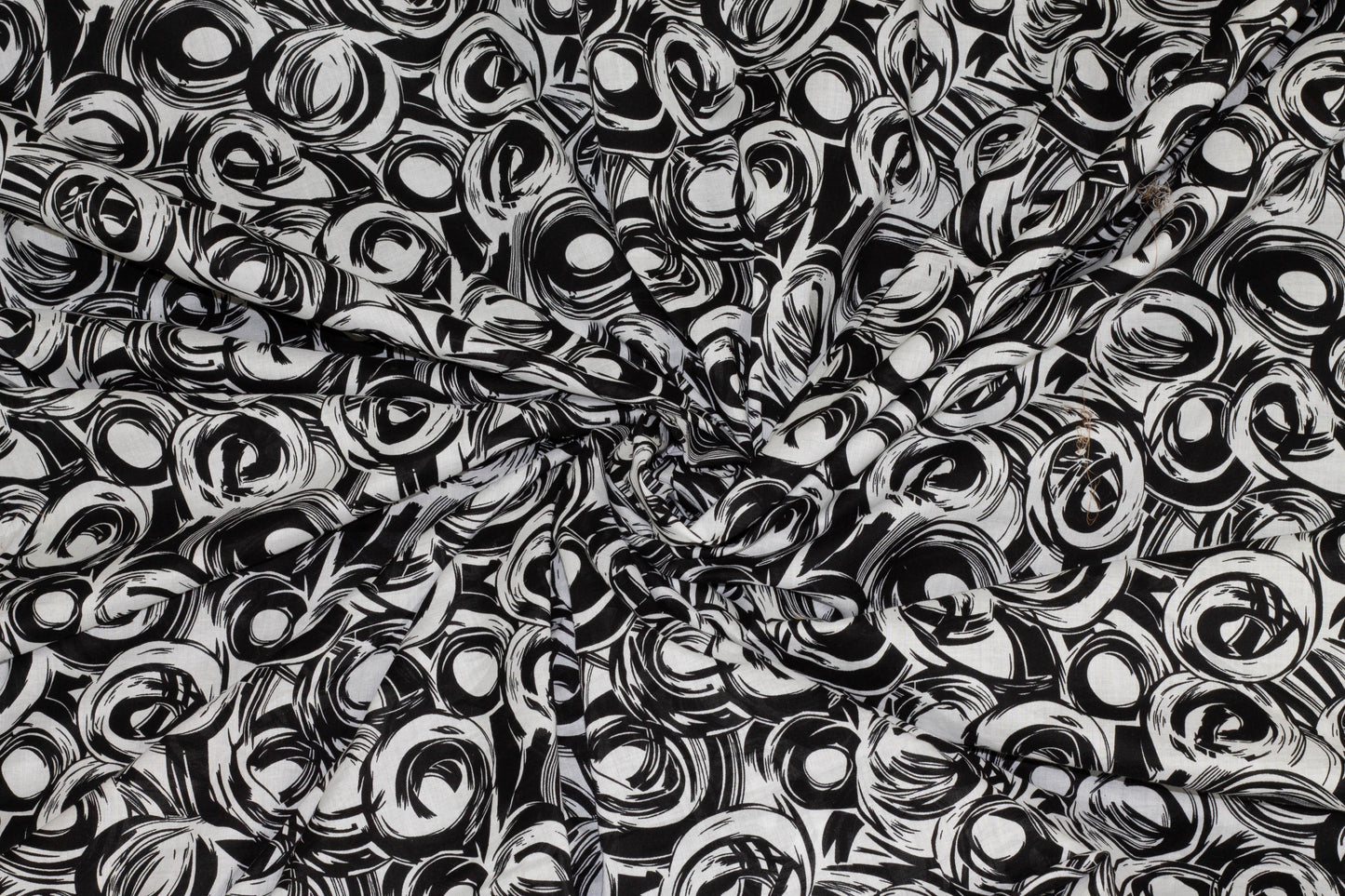 Black and White Abstract Cotton Voile - Prime Fabrics