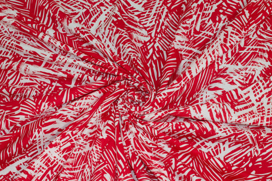 Red and White Abstract Cotton - Prime Fabrics